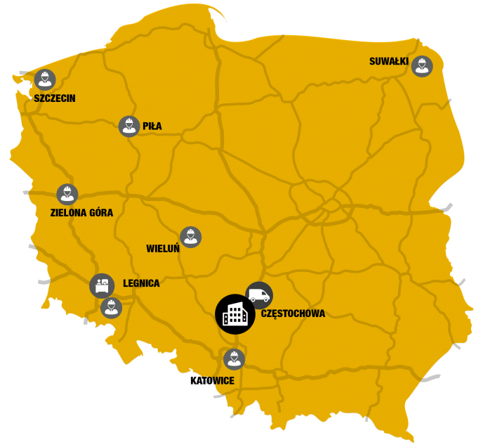 Mapka1.10.2025 mapka działamy na terenie całej Polski